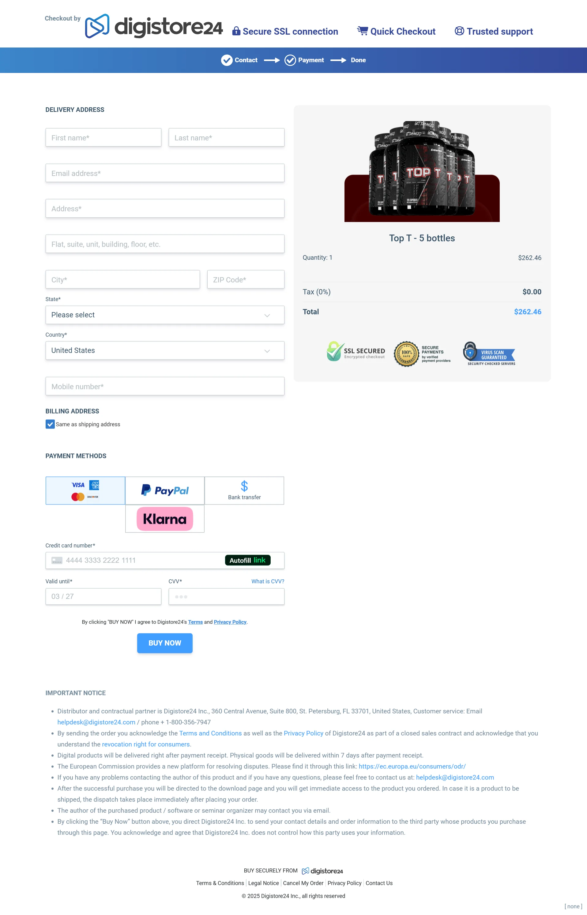 Top T order form